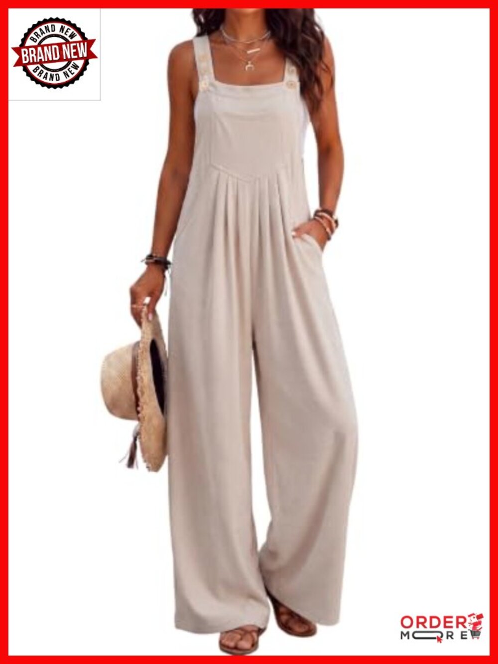 Women's Casual Baggy Wide Leg Overalls Adjustable Strap Jumpsuit